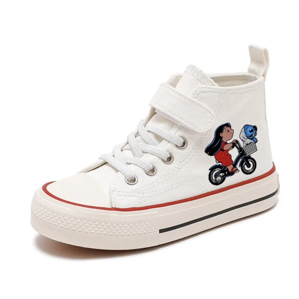 Chaussures de sport montantes CAN o Stitch pour enfants, toile de dessin animé Disney, chaussures confortables décontractées, chaussures de tennis imprimées pour enfants, toutes saisons, garçons et filles