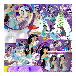 Disney Jasmine Princess Aladdin Theme Baby Shower Decorative Disposable Tableware Background Balloon Birthday Party Kids Gift