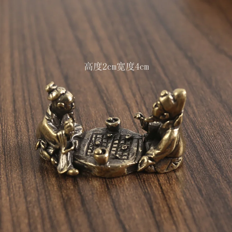 Brass Tea Ceremony Chess Piano Road Old Man Small Ornaments Home Office Study Desktop Creativity Pure Copper Ware Wh