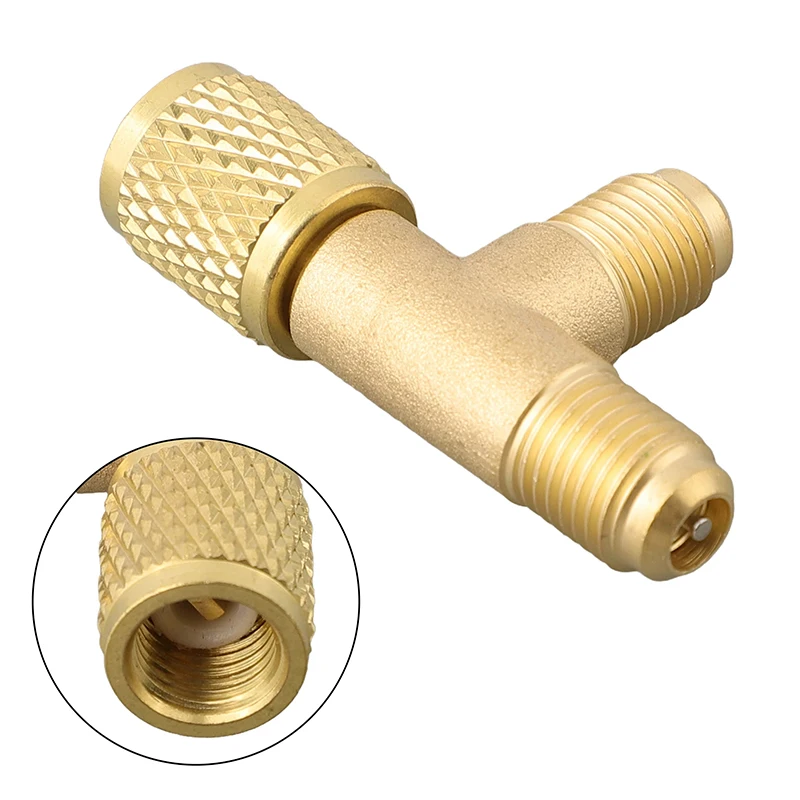 2PCS Valve Core Tee Adapter High Strength Sturdy Structure Quick Coupler Tee Adapter For R22 R12 R134