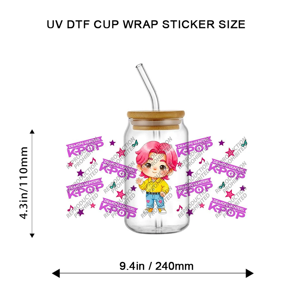 K-POP Vibes Collection 16oz Libbey Can Transfer Stickers ChibiIdol Style Waterproof Cup Wrap Decals for Mug Glasses Laptop