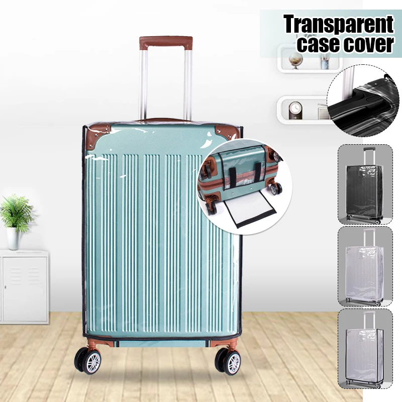 

Clear Pvc Waterproof Dust Rain Travel Luggage Trolley 18-30 Inch Suitcase Cover Thickened Wear-Resistant Tie Rod Box Dust Cover