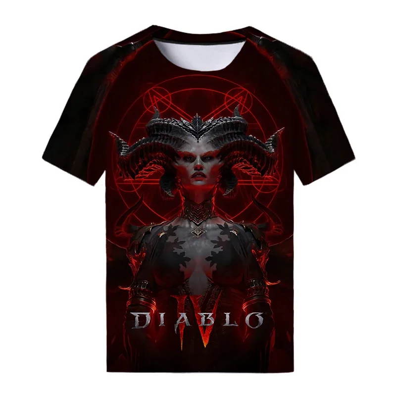 Diablo 4 Game 3D Printed Men's T-shirt Street Casual Fashion Comfortable Breathable Loose Top Quick Drying Sports Short Sleeve