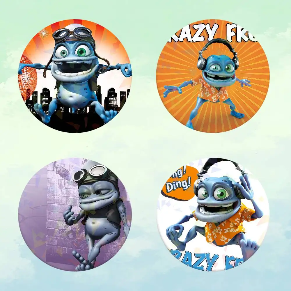 C-Crazy Frog DJ Ding D-Ding Broches Redondos de Desenho Animado, Acessórios para Mochilas, Roupas e Joias, Coleção de Presentes