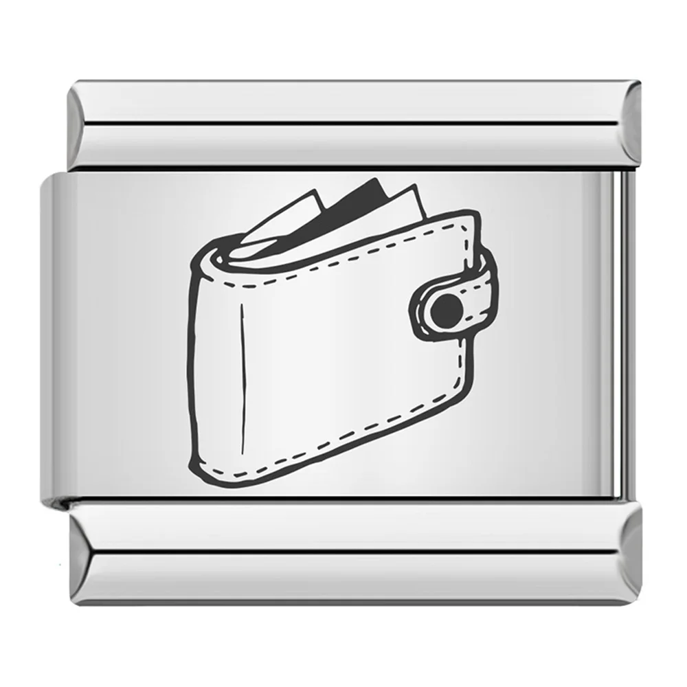 Design-Fundament-Charm Laser-Hut-Geldbörse Reisekoffer-Tasche Kamera Edelstahl Italienische Verbindung Passend für 9mm Schmuckherstellung DIY – Detail 5