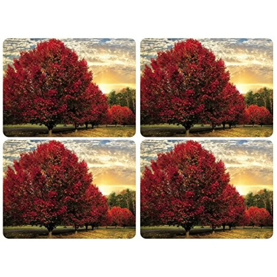 

Crimson Trees Set of 4 Placemat Set 15.7" x 11.7" Cork-Backed Boards with Lacquer Finish Heat and Stain Resistant Surface Decor