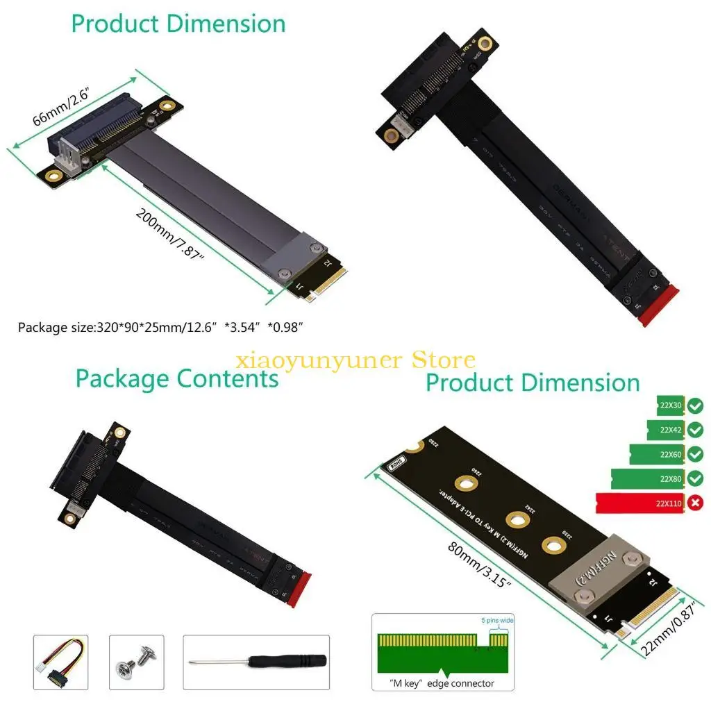 

P9JB for M.2 NGFF NVME for Key for M to PCIe Extension Cable Key-M PCI-Express Extension Cord 4 PIN Power Cable