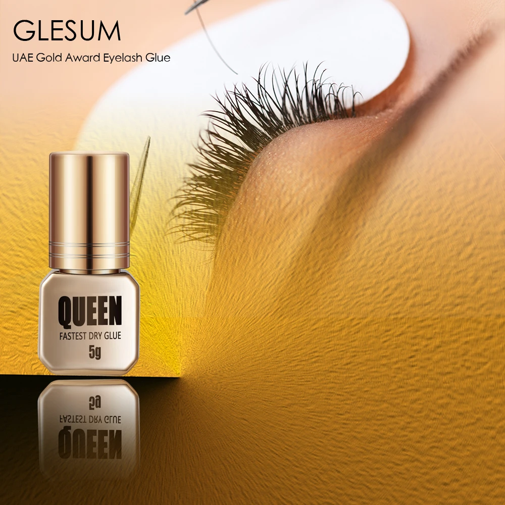 Glesum Queen Fast Dry Glue for Faux Mink Eyelash Extensions Professional Adhesive for Individual and Volume False Eye Lashes