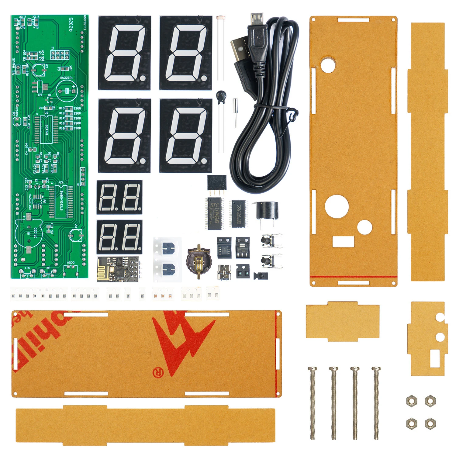 DIY Networking Clock ESP8266 Kit 8-bit Digital Tube Temperature Alarm Clock Auto Dimming Fun Soldering Loose Parts