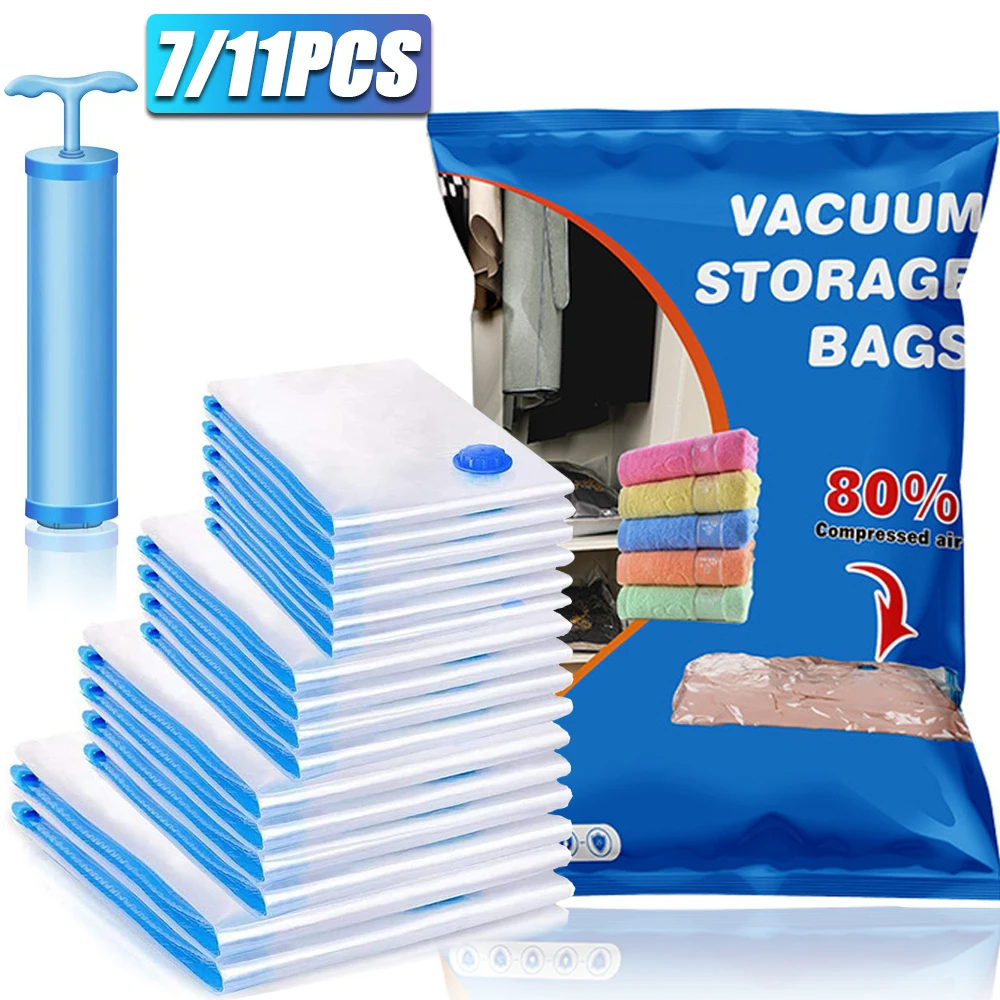 

11pc Vacuum Storage Bags Space Saver for Bedding,Pillows,Towel,Clothes Travel Storage Bedroom Organizer Vacuum Bag Package