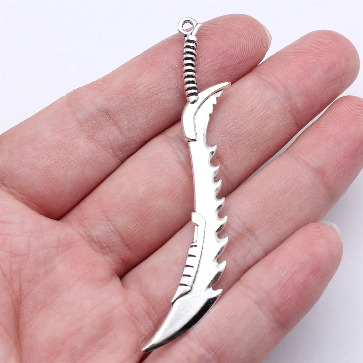 20pcs 70mm(2.76inch) Antique Silver Color Acgn Cosplay Sword, Gun, Sword And Halberd Charms Jewelry Accessories Supplies