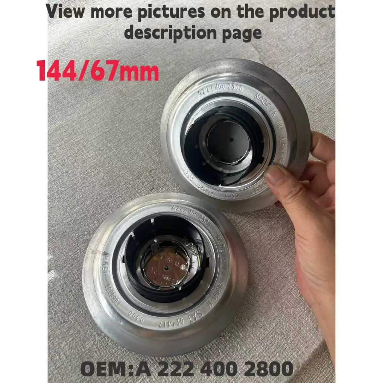 Image of OEM A 222 400 2800 Aluminiumlegierung – 1 Stück – Geteiltes Design, individuelle Radnabenkappe