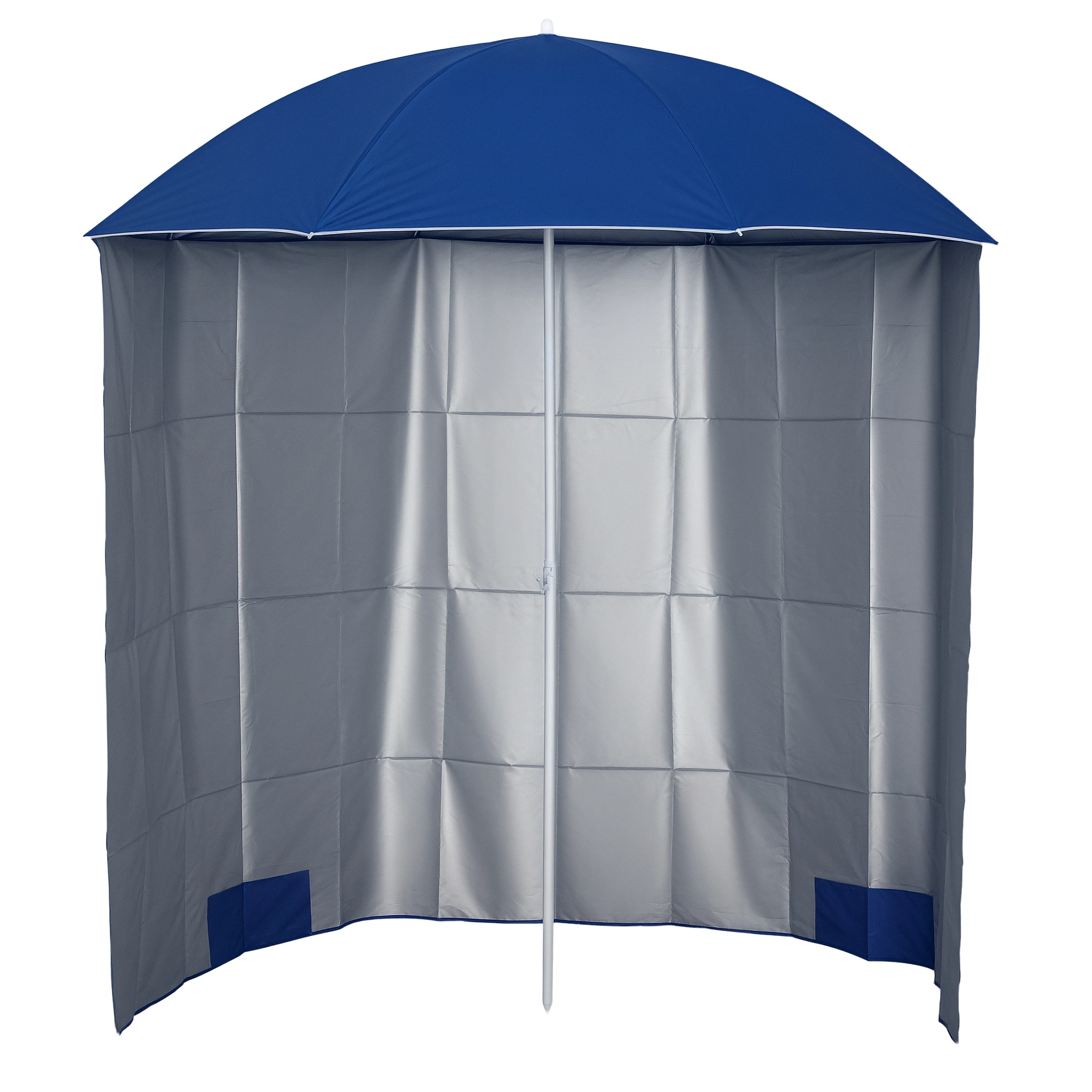 Outsunny Sombrilla de Playa con Panel Lateral Apertura Manual Ø220x220 cm