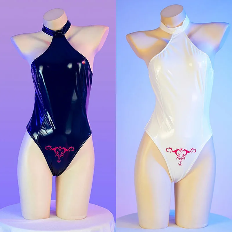 

Hot Sexy Anime Pu Leather Swimsuit Japanese Girl Bodysuit Cosplay Costume Backless Cute Underwear Nightgown Role Play Lingerie