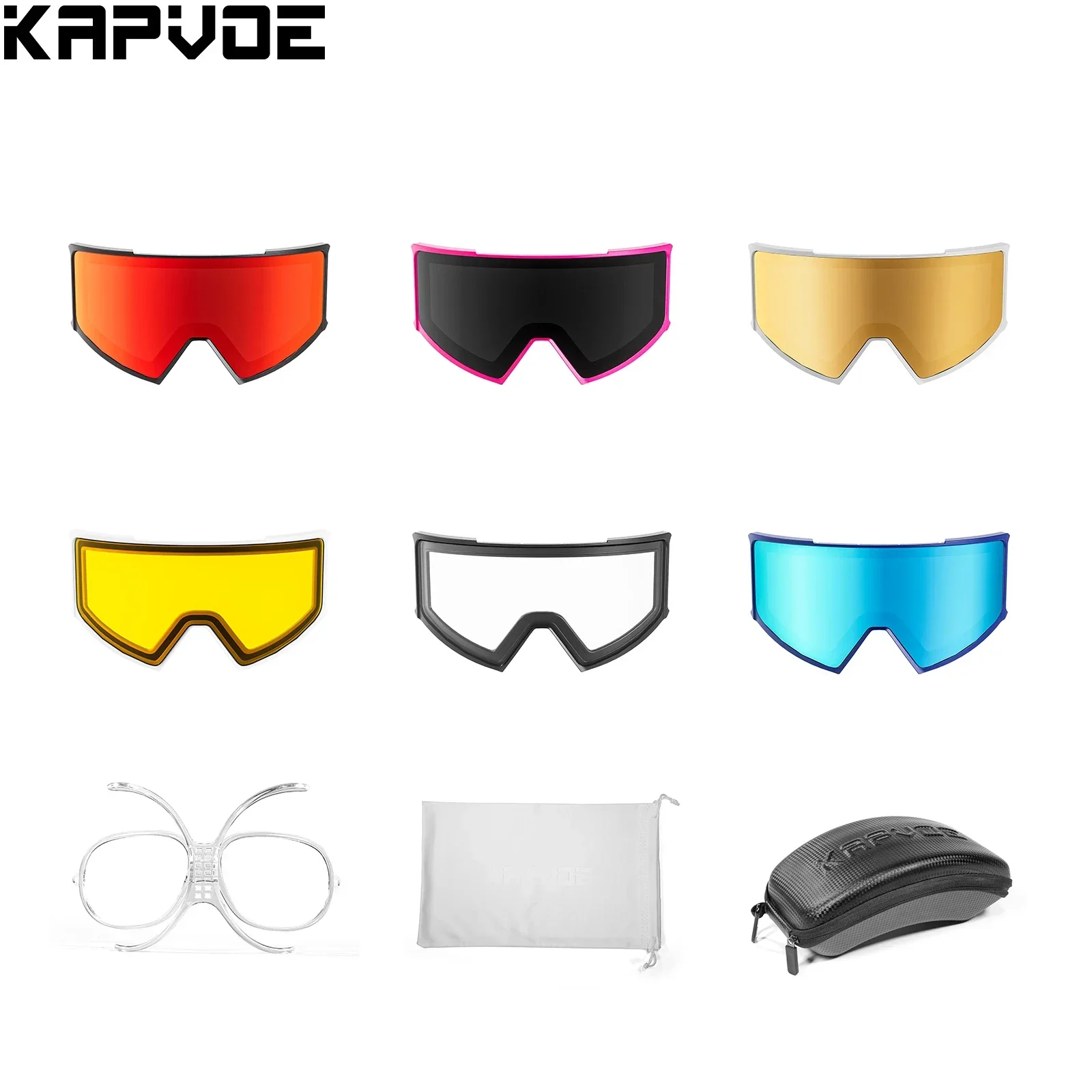 Kapvoe Brand Photochromic Ski Goggles Accessories Double-layer Lens Anti-fog Magnetic Lens Suitable for K719 K721 K722