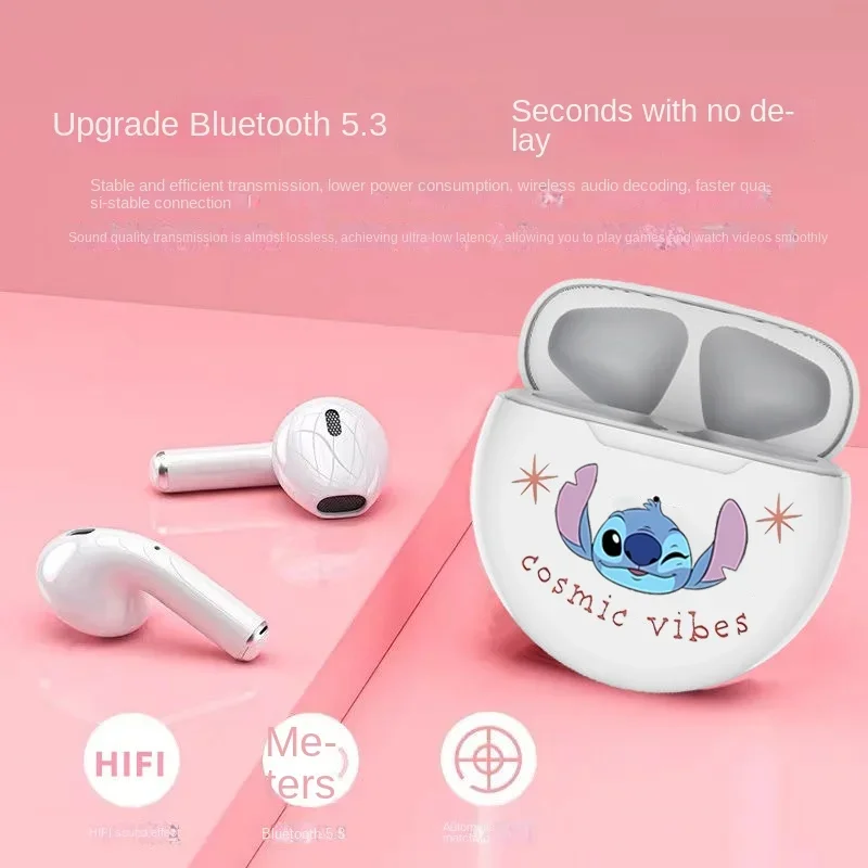 New Disney Stitch Angel High Fidelity Surround Stereo Earphones, Wireless Bluetooth Earphones, Intelligent Touch Earphones