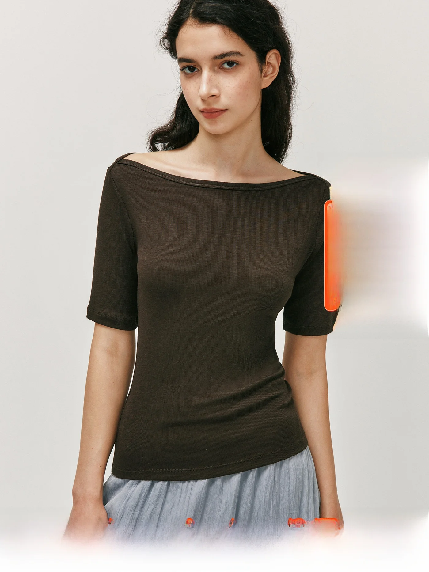Skin-friendly Modal Cotton Knitted Short Sleeve T-shirt One-shoulder Slim-fit Casual Style Women's Top Breathable Comfortable
