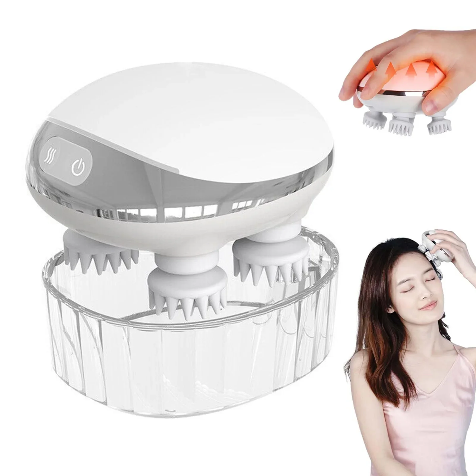 Waterproof Head Massager Small Portable Hot Compress Red Light Stress Relief Tool for Scalp Relax for Deep Cleansing