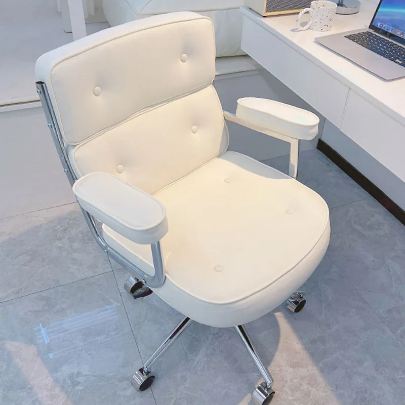 White Armpad Office Chair Fancy Universal Roller Study Computer Office Chair Modern Luxury Mobile Sedia Da Ufficio Furniture