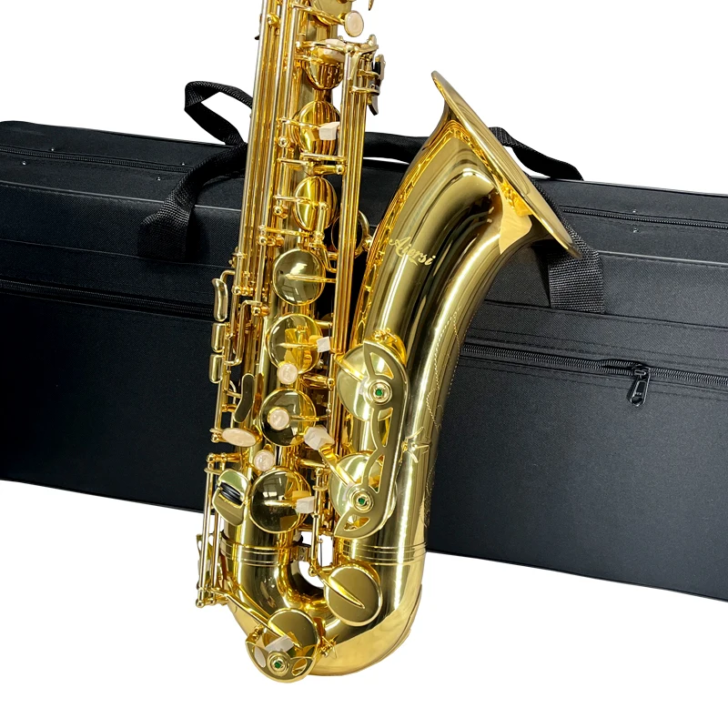 Popular Custom Golden Brass Eb Key High F# Key Tenor Saxophone