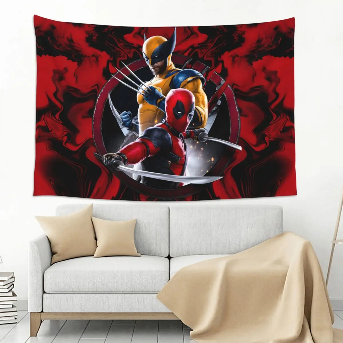 Wall Hanging Deadpool & Wolverine Hanging Carpets 2024 MARVEL Latest Movie Home Decor Living Room Gifts Gift Hanging Carpets