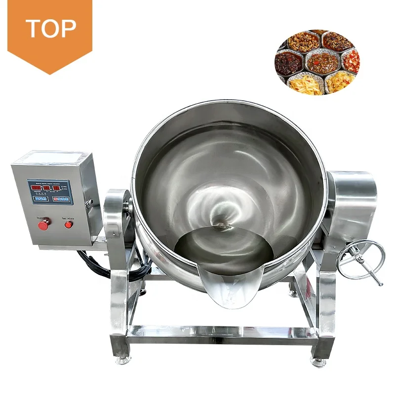 

Large Capacity 100l 500l jacketed Cooking Kettle Tomato Paste Sugar Boiler Gas Electric steam Heating Jacket Kettle With Mixer