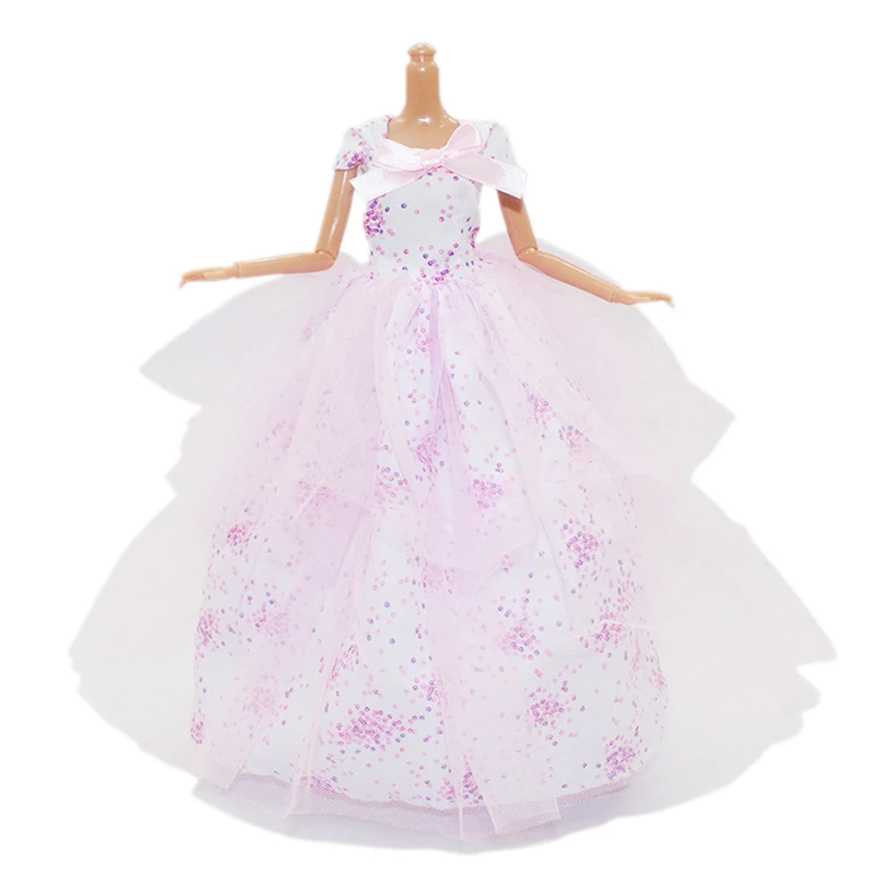 Doll Dress Pink Print Wedding Gown Princess Party Outfit Girl Clothes for Doll Accessories Kids 30cm Clothing Toy