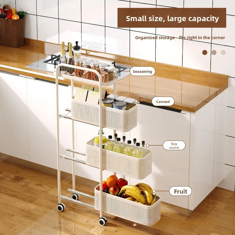 Kitchen Storage Rack Freestanding Multi Tier Slim Fridge Side Gap Pullout Drawer Kitchen Furniture Utility Cart Kitchen Trolley