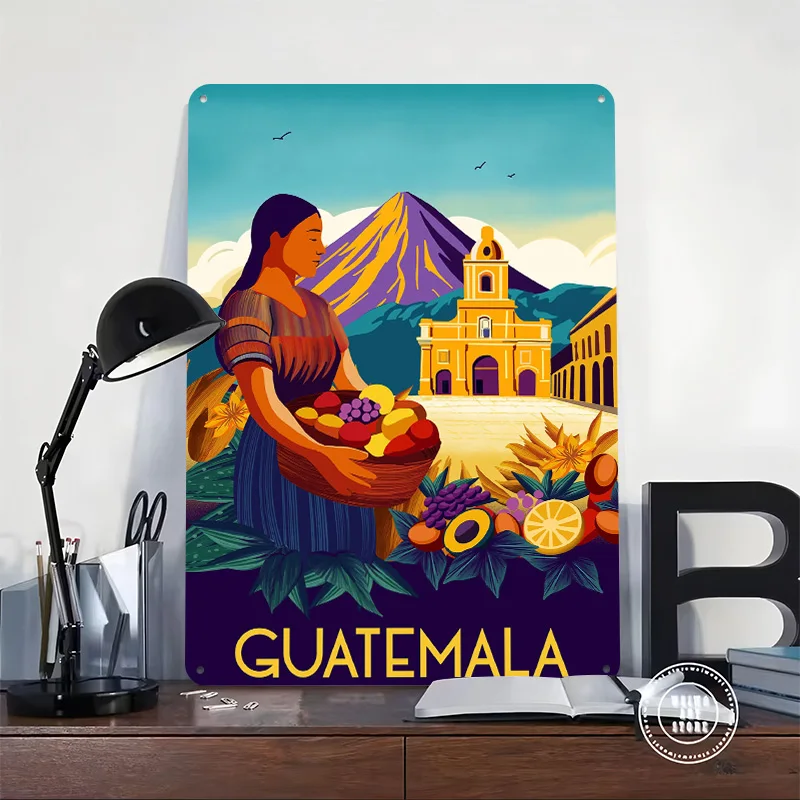 Guatemala Poster Retro 3D Printed Metal Signs Customized Wall Hanging Gift for Decoration Room Decorating Interior Wand Deko