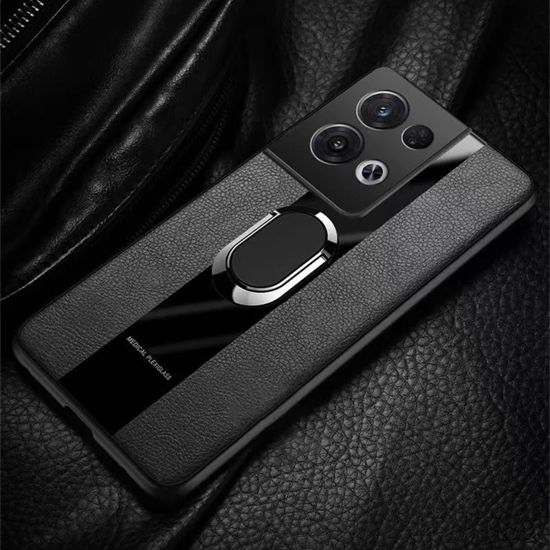 Luxury Leather Magnetic Case For Oppo Reno 8 5G Case Fashion Holder Ring Phone Cover For Oppo Reno 8 Pro Plus Coque Funda Bumper