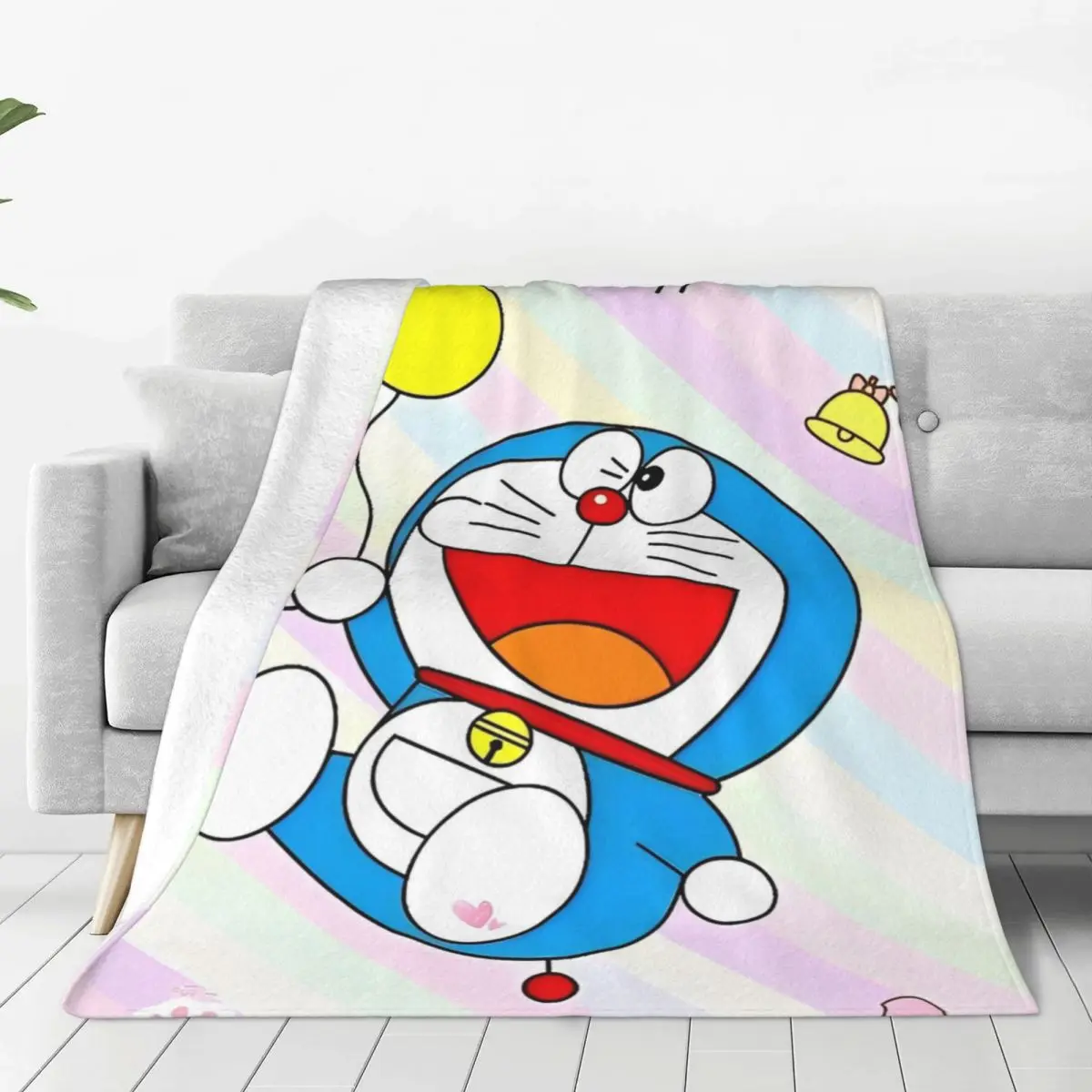 D-Doraemons Coral Fleece Plush Throw Blanket Cartoon Blankets for Home Bedroom Ultra-Soft Plush Thin Quilt