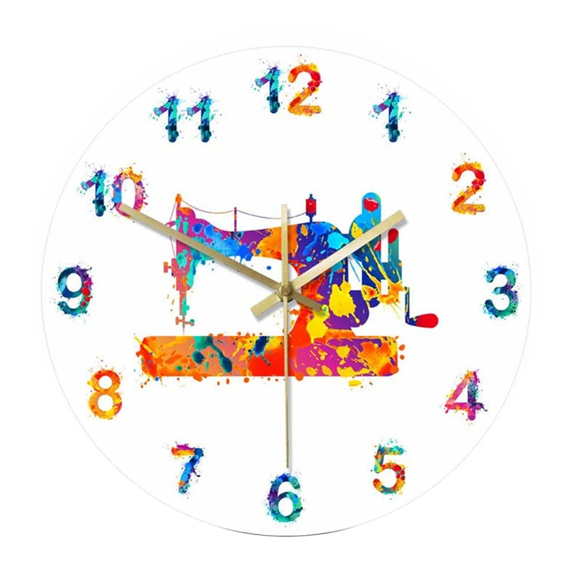 

Promotion! Sewing Machine Watercolor Art Print Wall Clock Tailor Sewing Room Sign Silent Decoration Wall Clock Tailor Gift