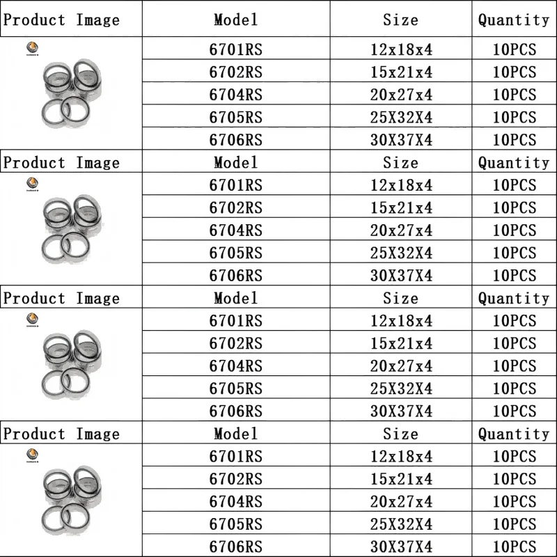 

10PCS Chromium Steel GCr15 P0 Grade 6705RS Bearings 25X32X4 mm 52100 Precision Instrument 6701RS 6702RS 6704RS 6705RS 6706RS