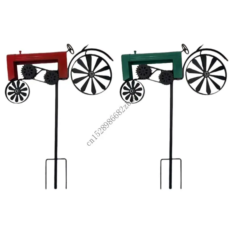 

H7EA Farmhouses Wind Spinner Antique Tractor Windmill Iron Art Decoration For Outdoor Garden Yard with Rotating Design