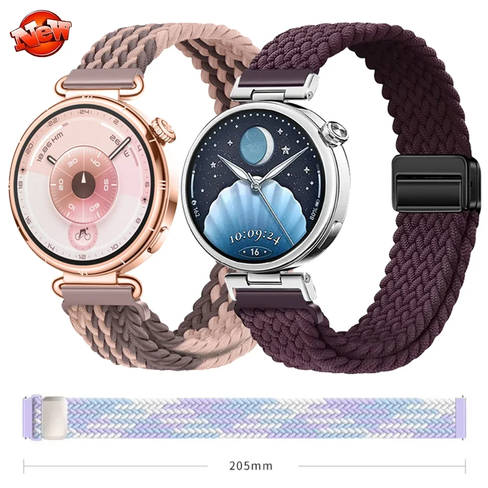 18mm Nylon Braided Watchband for Huawei Watch 6/5/GT7-6-5-4 Pro 43/42/41mm Magnetic Buckle Wristband Xiaomi watch S5 41mm Correa