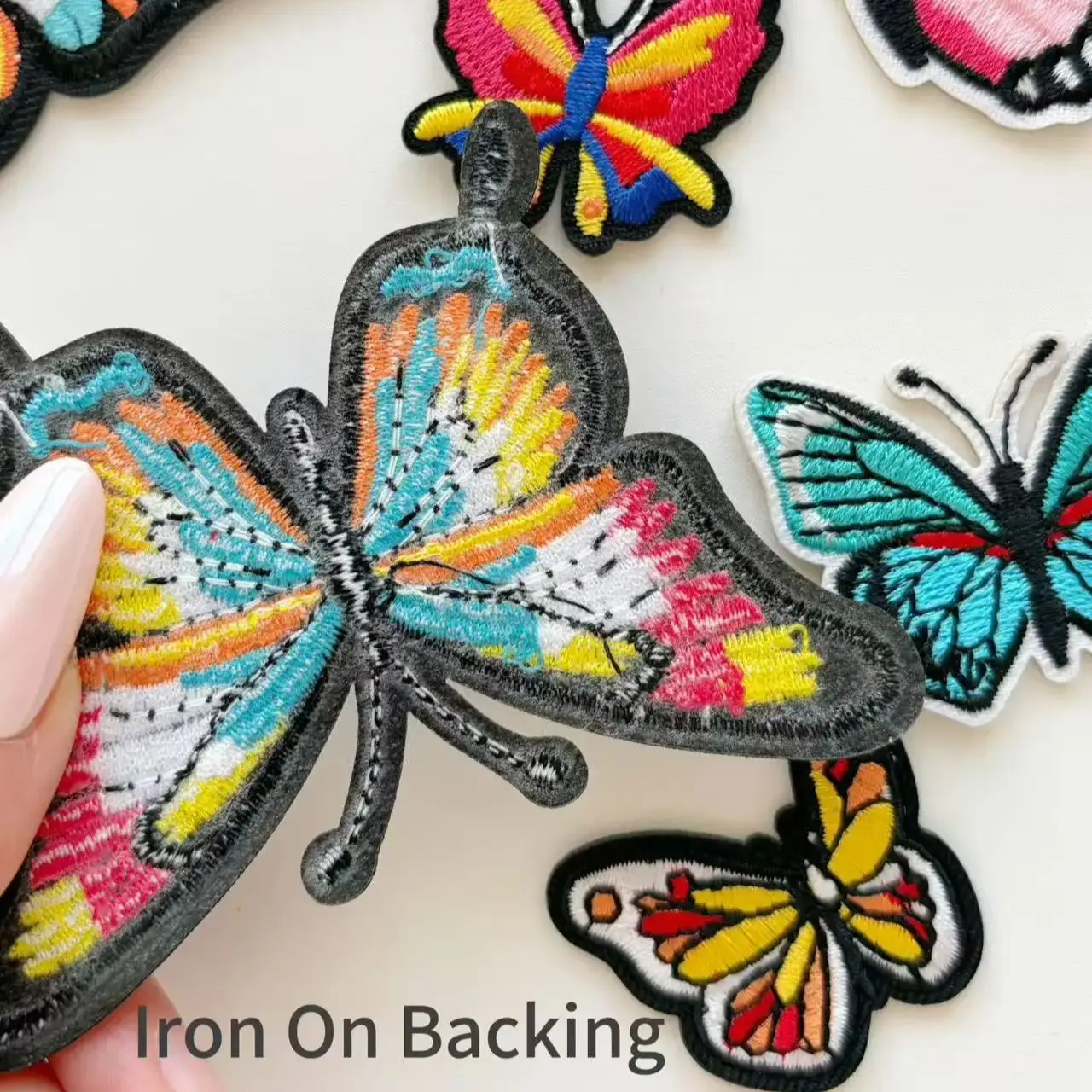 6PCS Bright Butterfly Iron-On Patches – Realistic Multicolor Sew-On Appliqués for Clothes, Bags, Wallets, Jeans & Slippers DIY