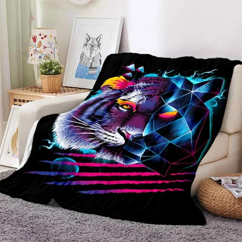 3D Cool Black Gold Tiger Blanket Couch Quilt Travel Bedding Flannel Throw Blanket Bedspread for Bed Couch Sofa Birthday Gifts