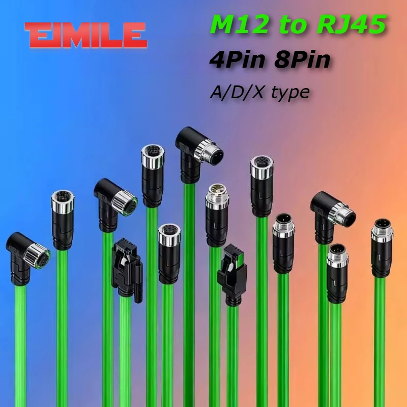 

Промышленный Ethernet-кабель CAT6A с разъемом M12 8-контактный A/D/X-типа на RJ45, кабель для датчиков M12 4-контактный A/D/X-код, совместимый с SICK Cognex