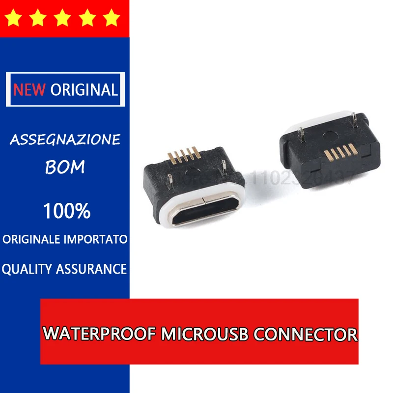 Waterproof MicroUSB 5pin on-board female pin 5.65 High current ultra-thin waterproof IPX6