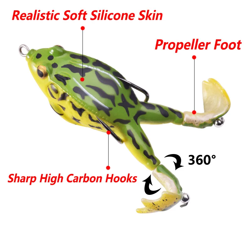 1Pcs Topwater Frog Fishing Lure 9cm 13.5g Propeller Flipper Duckling Soft Baits for Bass Catfish Isca Silicone Artificial Bait