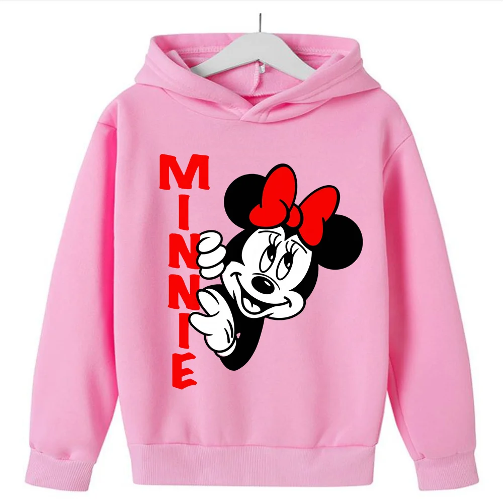 

Disney Minnie Harajuku Printed Children's Hoodie for 3-14 Years Old Autumn Street Fashion Girls Sweatshirt Outdoor Sports Top