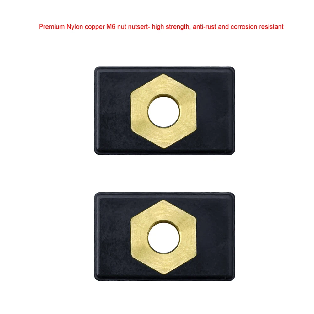 Black Nylon and Brass Side Mount Slide Track Rail with M6 Threaded Copper Sliding Nuts for Any For Kayak Boat Canoe