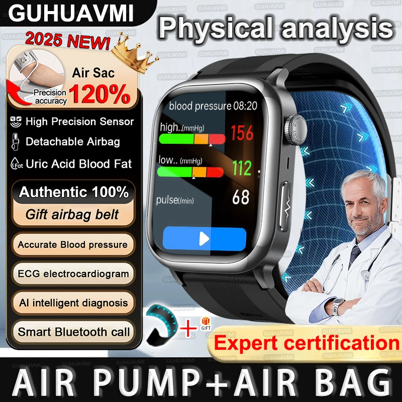 

2026 New Nursing Grade Air Bag Smart Watch Men Blood Fat ECG+PPG Blood Pressure Broadcast NFC HD BT Call Health SmartWatch Woman
