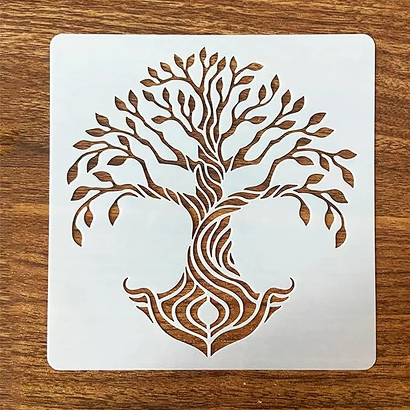 12Pcs Reusable Tree Stencils Set Tree Of Life Stencil For Painting On Wood Airbrush Drawing Templates Crafts Drawing Stencils