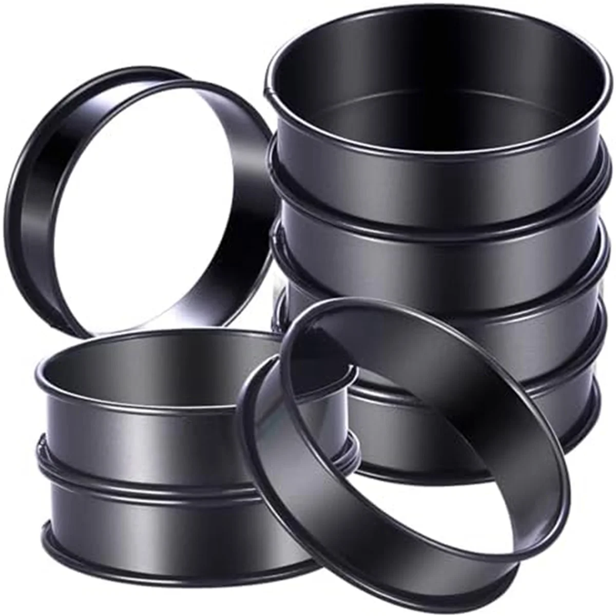 

8Pack Crumpet Rings NONSTICK English Muffin Rings 4 Inch - Stainless Steel Double Rolled Tart Rings for Baking