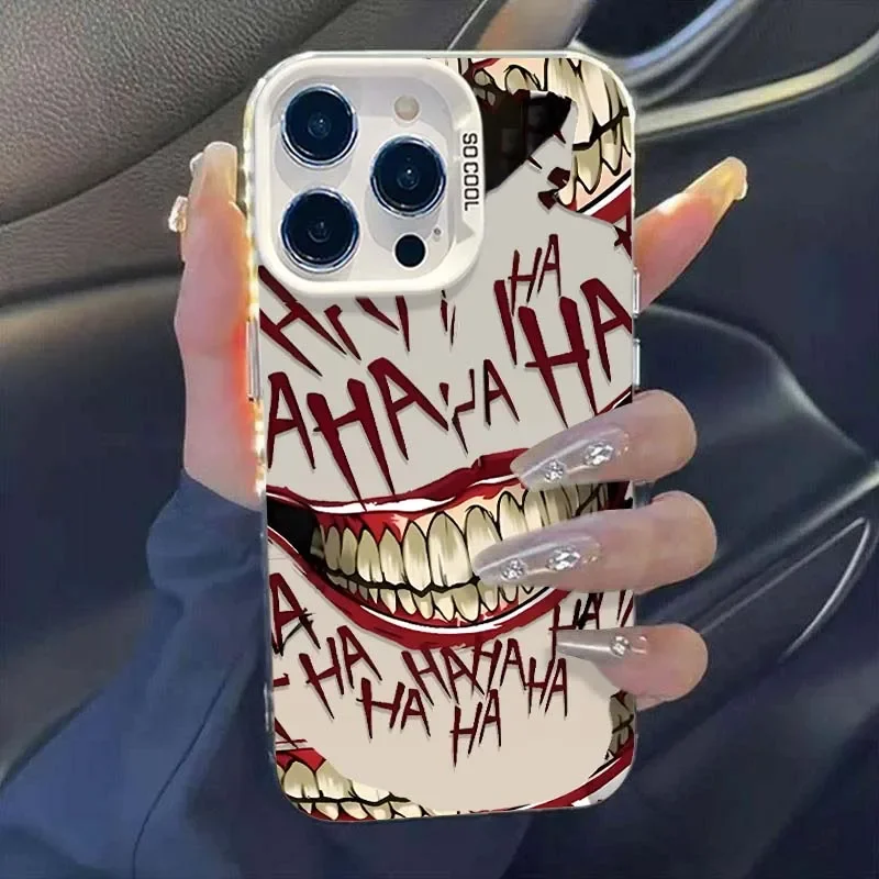 Crazy Joker Smile Grotesque Phone Case para iPhone 16, 15, 14, 13, 12, 11 Pro Max, XR, XS Max, 78 Plus, MINI Y2K, funda creativa de moda