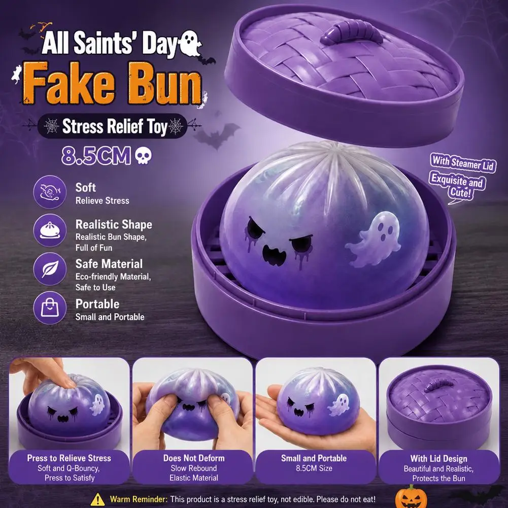 Halloween Ghost Shark Toy Stress Relief Slow Rising Steamed Bun Dumpling Soft Toys Festival Adults Gift