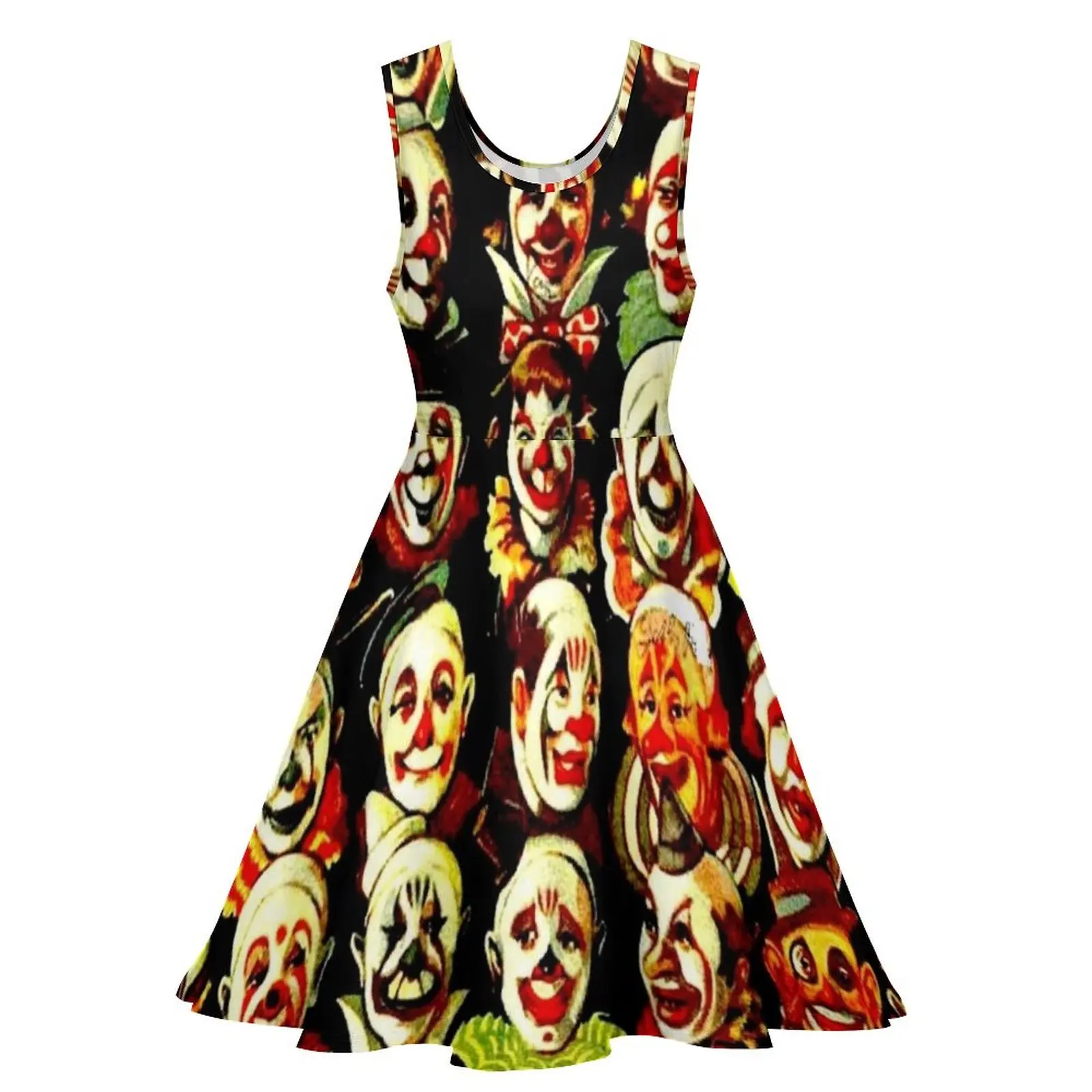 RINGLING BROS, BARNUM & BAILEY: Vintage Clown Print Sleeveless Dress womans clothing fairy dress Woman clothes