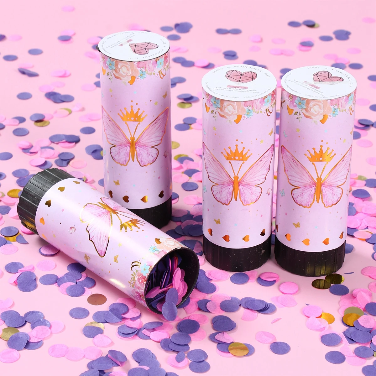 Pembe Kelebek Bahar Havai Fişek El Bahar Konfeti Topları Kutlama Doğum Günü Partisi Dekoru Çocuklar Düğün Parti Malzemeleri