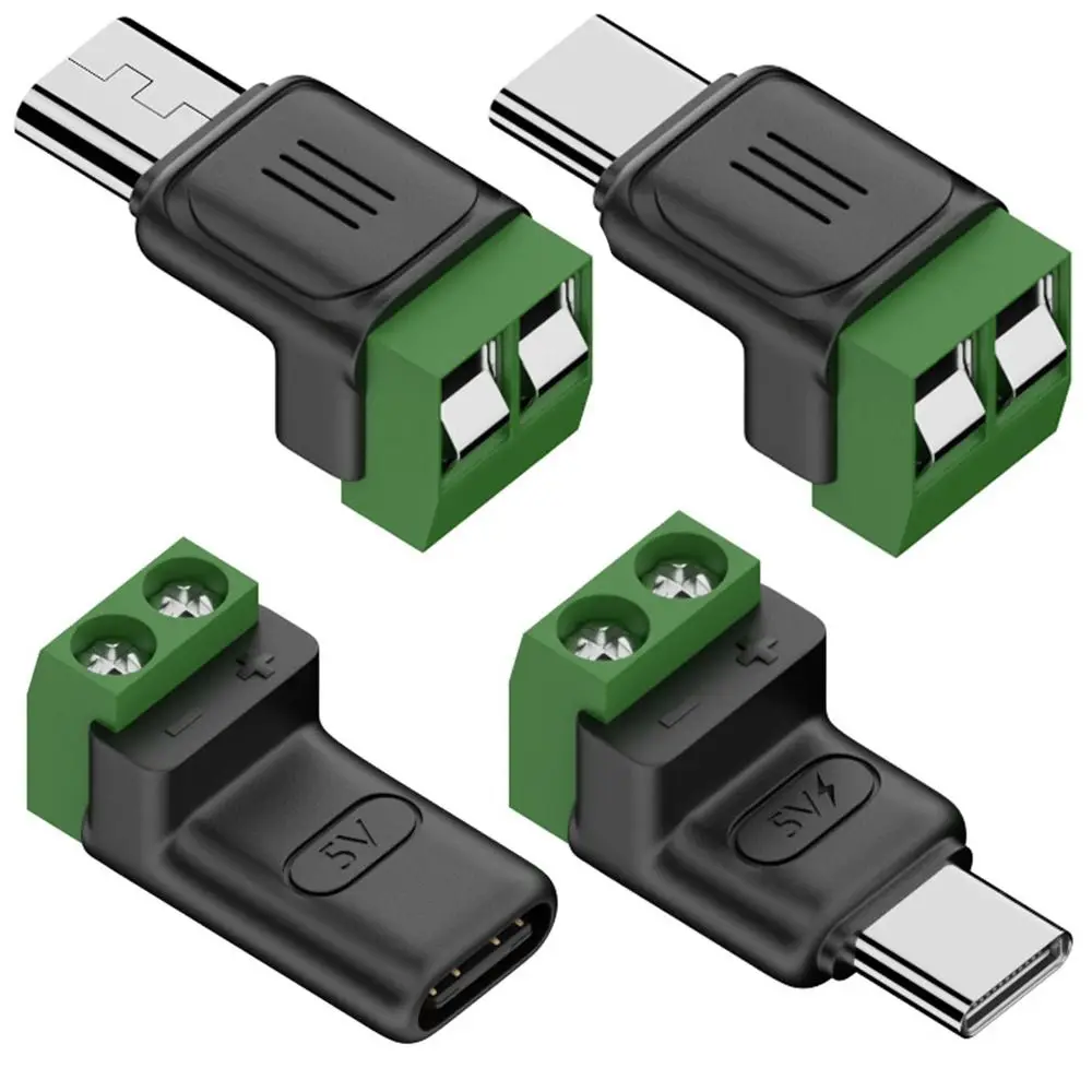 Solderless Plug USB C to 2Pin Terminal Adapter Type-C to 2 Pin Screw Crimp Terminal Block Green Cannot Data Transfer
